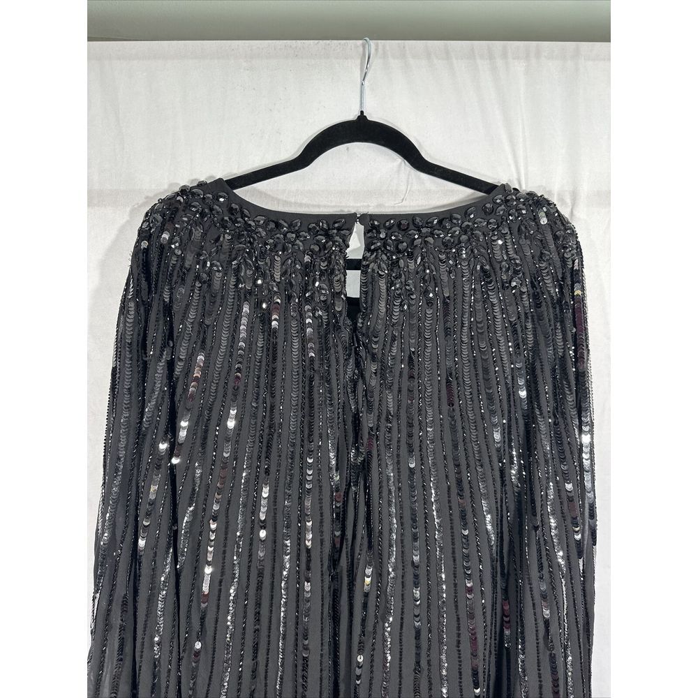 NWT $798 Mac Duggal [sz 16 ] Beaded Embellished Column Cape Gown in Black #G1853 - Picture 15 of 16
